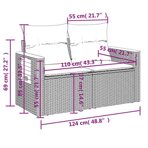 Sofasæt til haven 11 dele med hynder polyrattan beige