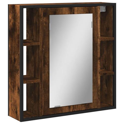 Badeværelsesskab + spejl 60x16x60 cm konstrueret træ røget eg