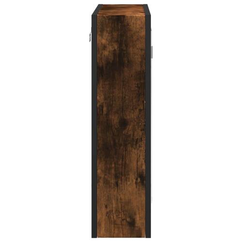 Badeværelsesskab + spejl 60x16x60 cm konstrueret træ røget eg