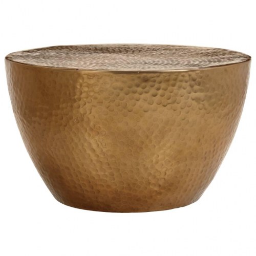 Sofabord Ø50x30 cm hamret aluminium messingfarvet