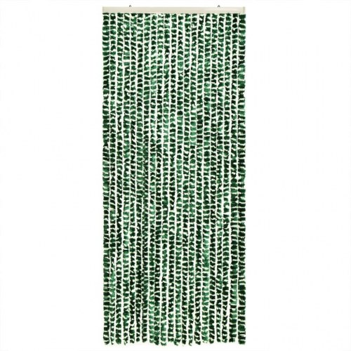 Flueforhæng 90×200 cm i chenille - grøn/hvid dørgardin