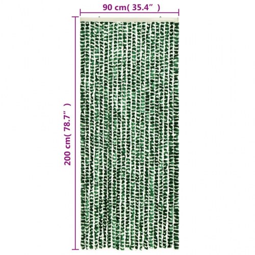 Flueforhæng 90×200 cm i chenille - grøn/hvid dørgardin