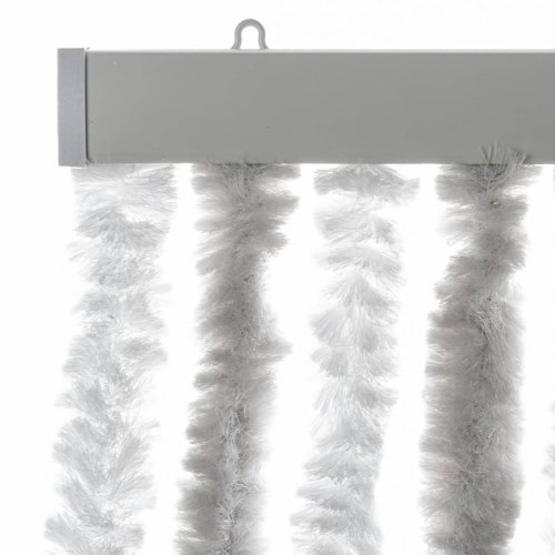 Flueforhæng 56×200 cm i chenille - lysegrå/hvid