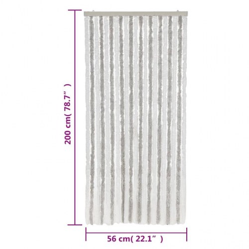 Flueforhæng 56×200 cm i chenille - lysegrå/hvid