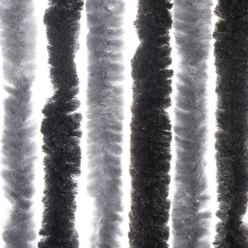 Flueforhæng 56×185 cm i chenille - grå/sort dørgardin