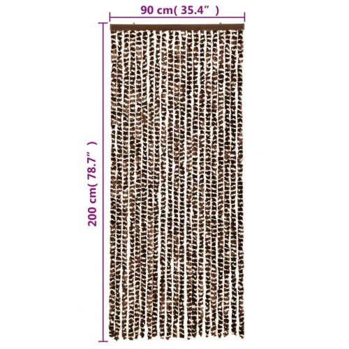 Flueforhæng 90×200 cm i chenille - brun og hvid