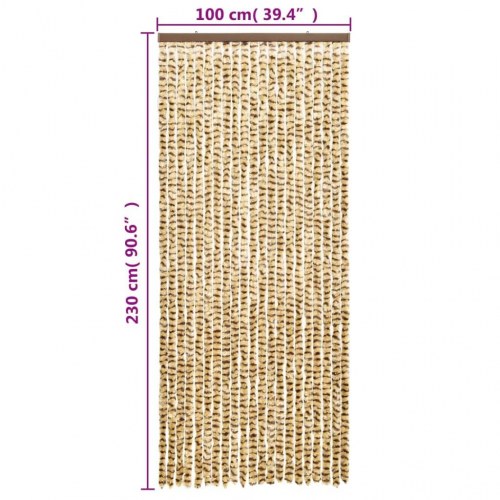 Flueforhæng 100 × 230 cm i chenille - beige/brun