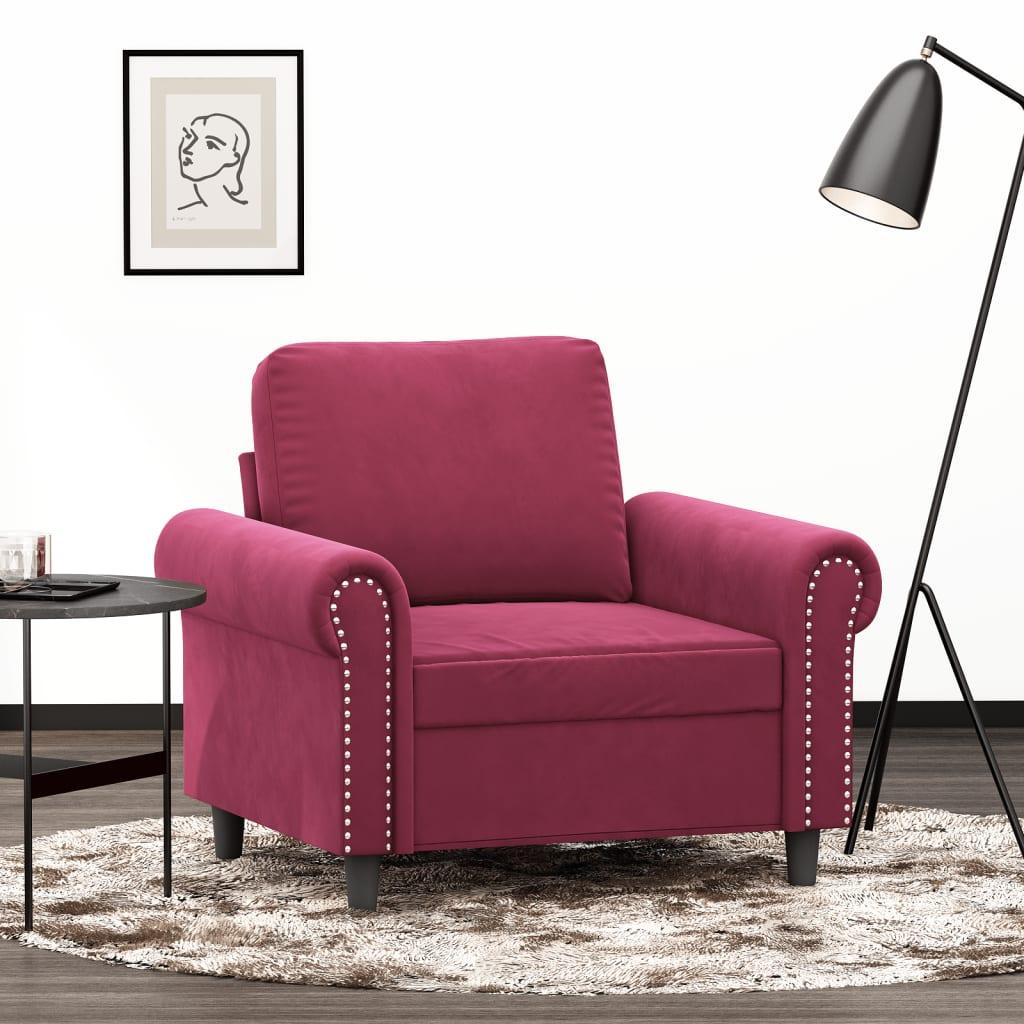 Lænestol 60 cm velour vinrød