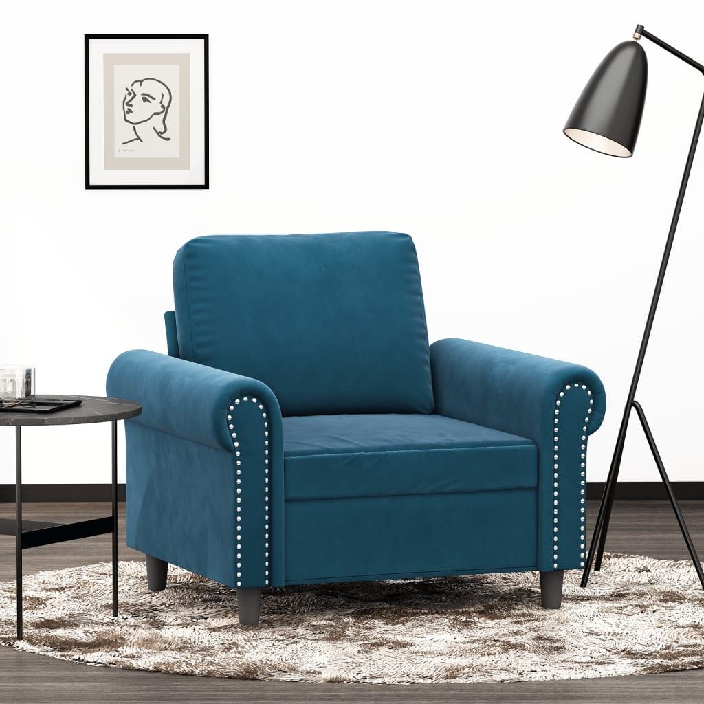 Lænestol 60 cm velour Blå
