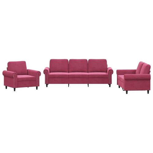 2 personers sofa med hynder velour vinrød