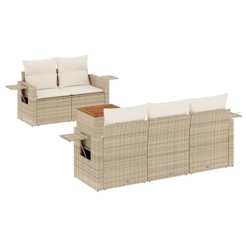 Sofasæt til haven 6 dele med hynder polyrattan beige
