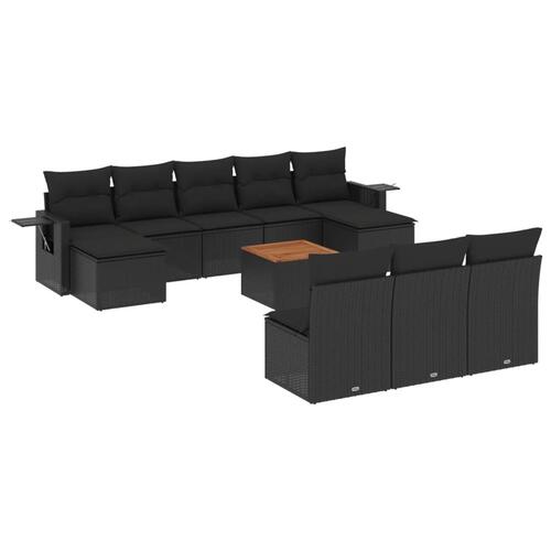 Sofasæt til haven 11 dele med hynder polyrattan sort