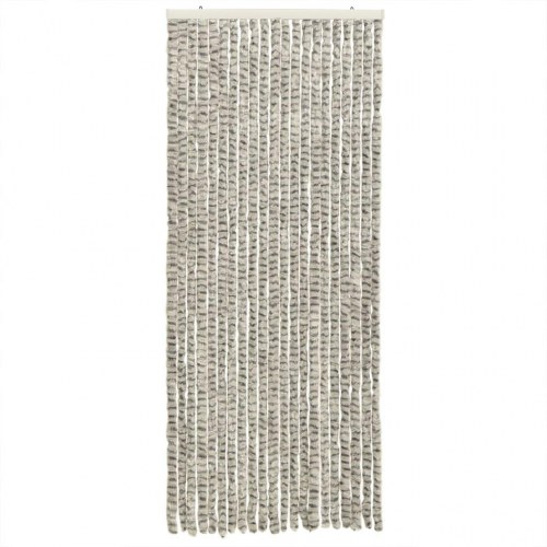 Flueforhæng 100×200 cm i chenille - lysegrå/mørkegrå