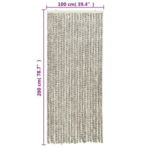 Flueforhæng 100×200 cm i chenille - lysegrå/mørkegrå