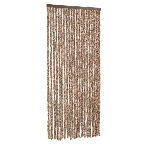 Flueforhæng 90×200 cm i chenille - beige/mørkebrun