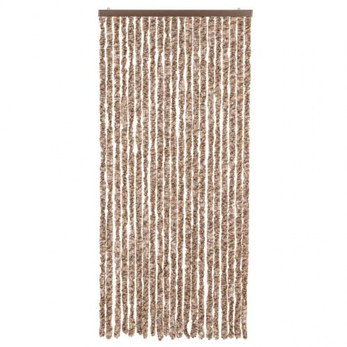 Flueforhæng 90×200 cm i chenille - beige/mørkebrun