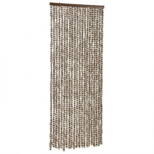 Flueforhæng 100×200 cm i chenille - gråbrun/hvid