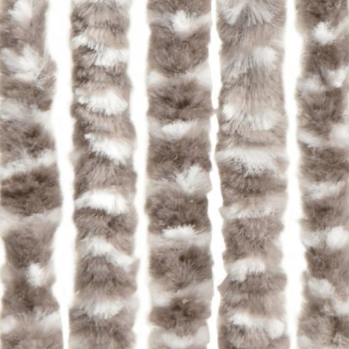 Flueforhæng 100×200 cm i chenille - gråbrun/hvid
