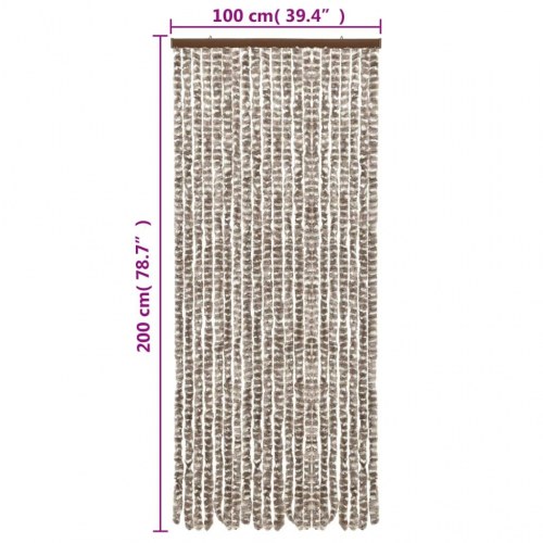 Flueforhæng 100×200 cm i chenille - gråbrun/hvid
