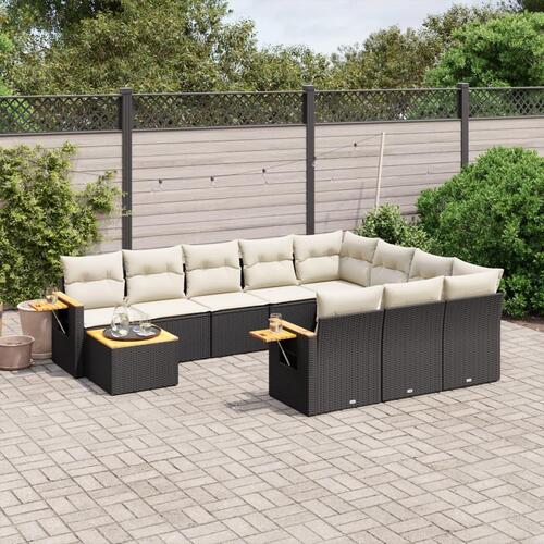 Sofasæt til haven 11 dele med hynder polyrattan sort