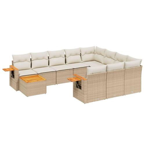 Sofasæt til haven 11 dele med hynder polyrattan beige