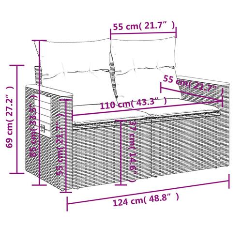 Sofasæt til haven 11 dele med hynder polyrattan beige