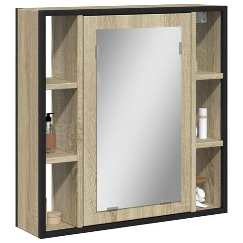 Badeværelsesskab m. spejl 60x16x60 cm konstrueret træ sonoma-eg