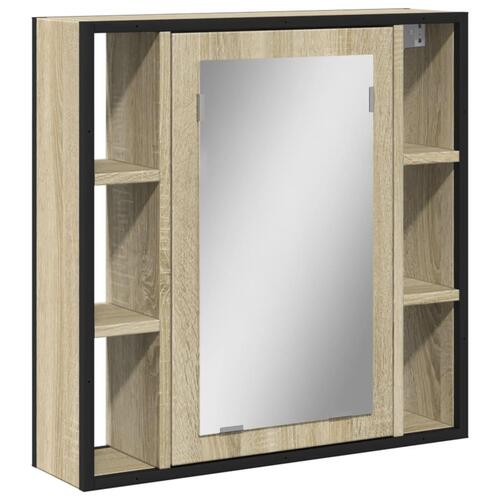 Badeværelsesskab m. spejl 60x16x60 cm konstrueret træ sonoma-eg