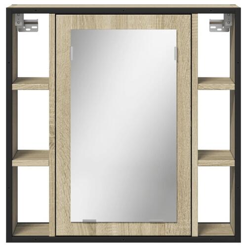 Badeværelsesskab m. spejl 60x16x60 cm konstrueret træ sonoma-eg