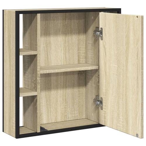 Badeværelsesskab m. spejl 60x16x60 cm konstrueret træ sonoma-eg