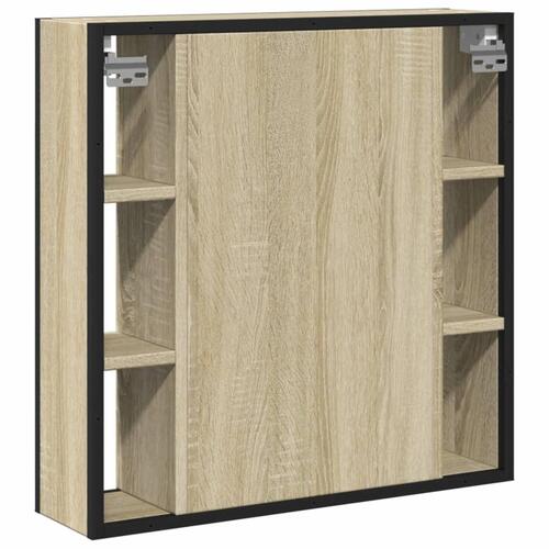 Badeværelsesskab m. spejl 60x16x60 cm konstrueret træ sonoma-eg