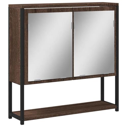 Badeværelsesskab + spejl 60x16x60 cm konstrueret træ brunt eg