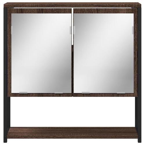 Badeværelsesskab + spejl 60x16x60 cm konstrueret træ brunt eg