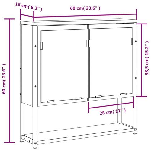 Badeværelsesskab + spejl 60x16x60 cm konstrueret træ brunt eg
