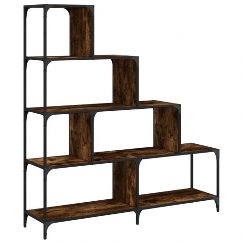 Bogreol 139 × 33,5 × 149 cm - 4-trins reolsystem i konstrueret træ, røget eg