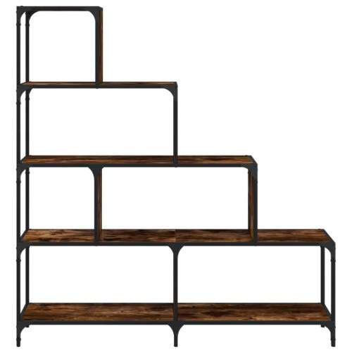 Bogreol 139 × 33,5 × 149 cm - 4-trins reolsystem i konstrueret træ, røget eg