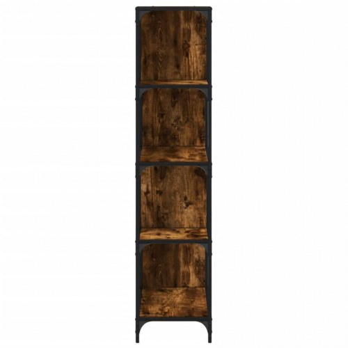 Bogreol 139 × 33,5 × 149 cm - 4-trins reolsystem i konstrueret træ, røget eg