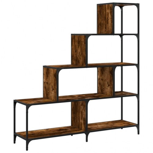 Bogreol 139 × 33,5 × 149 cm - 4-trins reolsystem i konstrueret træ, røget eg