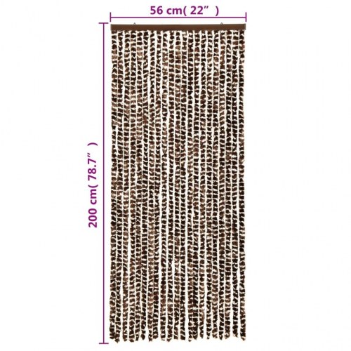 Flueforhæng 56 × 200 cm i chenille - brun/hvid