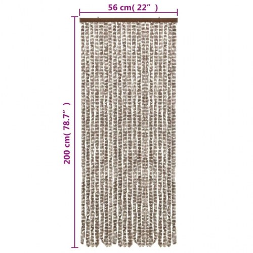 Flueforhæng 56×200 cm i chenille - gråbrun/hvid insektgardin