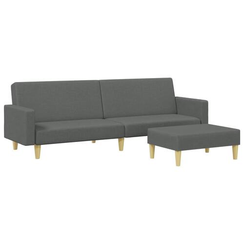 2-personers sovesofa med fodskammel stof mørkegrå