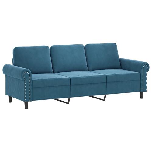 3 personers sofa med puder velour blå