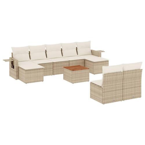 Sofasæt til haven 10 dele med hynder polyrattan beige
