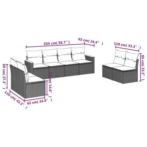 Sofasæt til haven 8 dele med hynder polyrattan grå