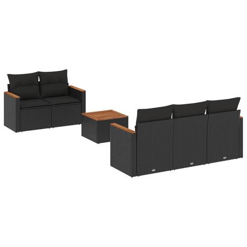Sofasæt til haven 6 dele med hynder polyrattan sort