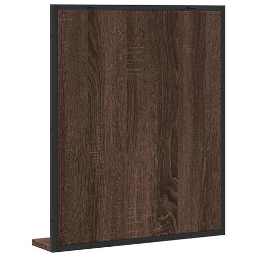 Badeværelsesspejl m. hylde 50x12x60 cm konstrueret træ brunt eg