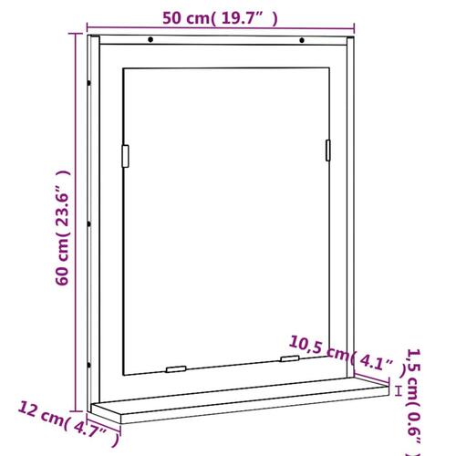 Badeværelsesspejl m. hylde 50x12x60 cm konstrueret træ brunt eg