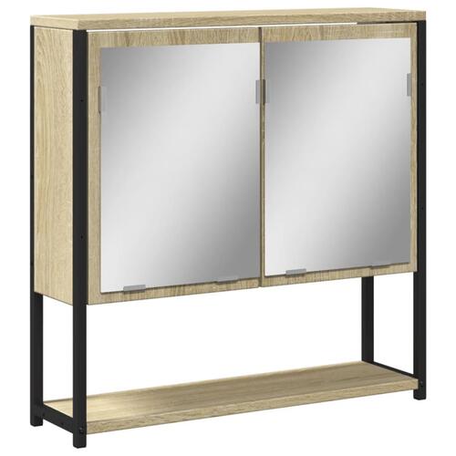 Badeværelsesskab m. spejl 60x16x60 cm konstrueret træ sonoma-eg