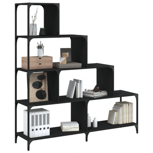 Bogreol med 4 trin - sort, 139 x 33,5 x 149 cm