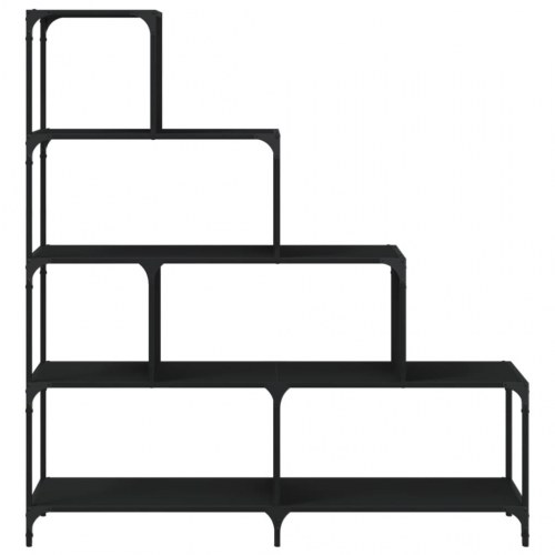Bogreol med 4 trin - sort, 139 x 33,5 x 149 cm